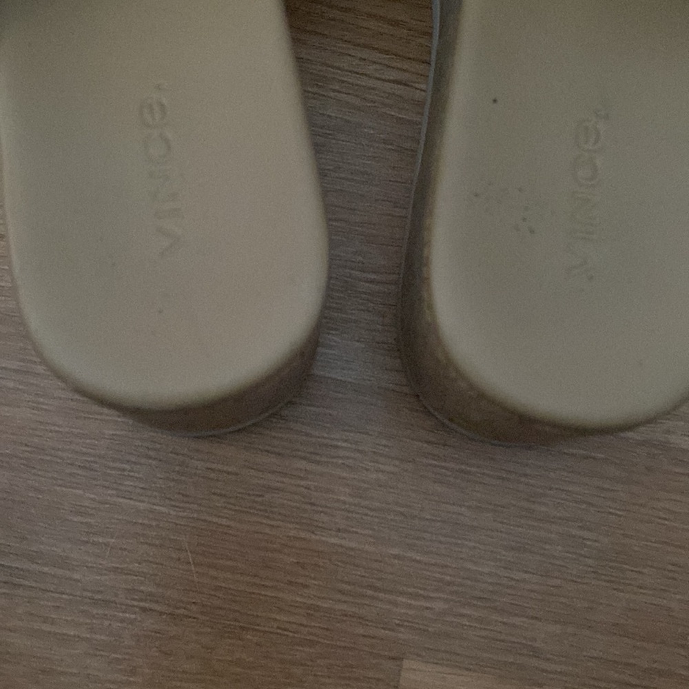 Vince. James-B Cappuccino Leather Cork Platform Sandals - Picture 4 of 9